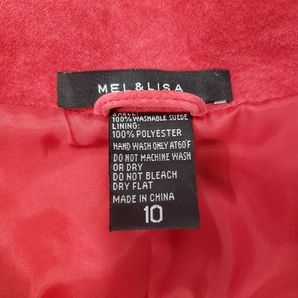 Mel & Lisa red leather jacket washable suede open front size 10 - Picture 7 of 7